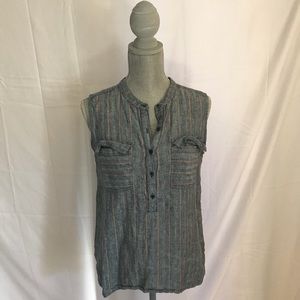 Caslon Chambray Striped Tank Top Size Small